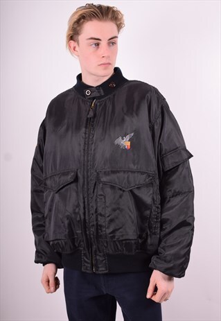 MENS VINTAGE BOMBER JACKET XL BLACK 90'S
