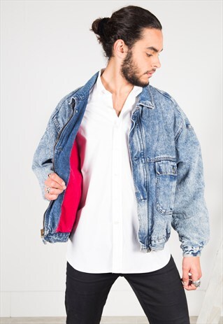VINTAGE 80'S LEVI'S DENIM BLANKET BOMBER / S0100