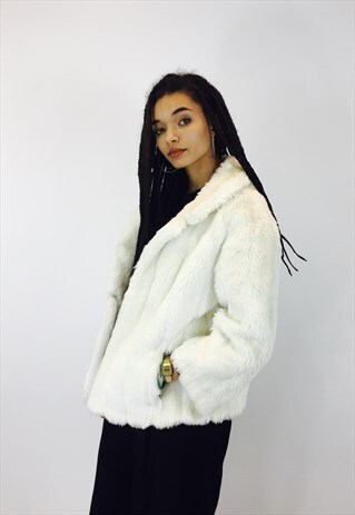 VINTAGE 80S FAUX FUR COAT