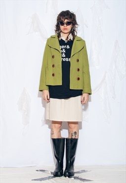 Vintage Y2K Wool Blend Winter Coat in Green