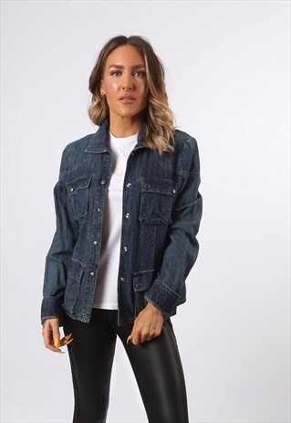 DENIM DKNY 'SHIRT STYLE' JACKET LIGHTWEIGHT UK 10 (J73R)