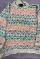 VINTAGE KNITTED JUMPER ABSTRACT PATTERNED KNIT SWEATER