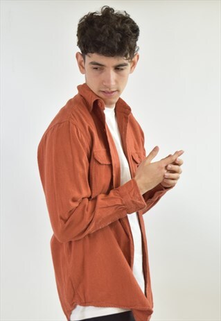 VINTAGE ORANGE PLAIN FLANNEL 90S SHIRT