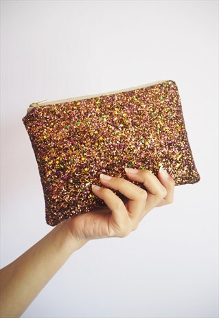 BROWN GLITTER MAKEUP BAG