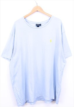 Vintage Ralph Lauren T Shirt Light Blue With Yellow Logo 90s