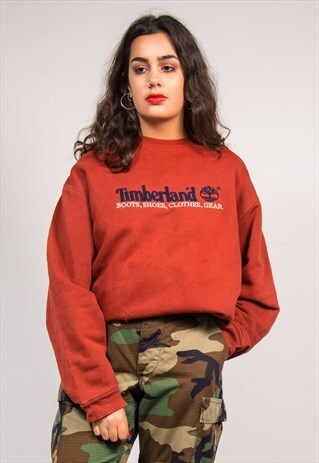 VINTAGE 90'S RED TIMBERLAND SWEATSHIRT JUMPER
