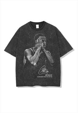 Black Washed Curry oversized fans T shirt tee NBA Warriors