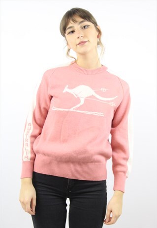 VINTAGE PINK KANGAROO PRINT JUMPER