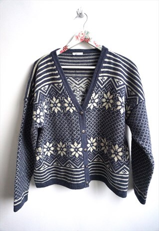 Vintage Norwegian Wool Sweater Cardigan Jumper Norway Woolen