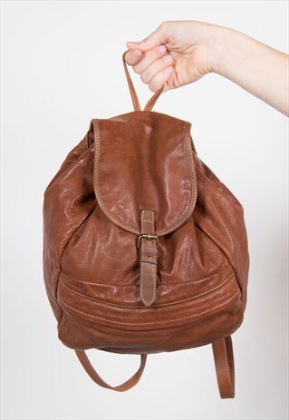 VINTAGE BROWN LEATHER RUCKSACK BACKPACK