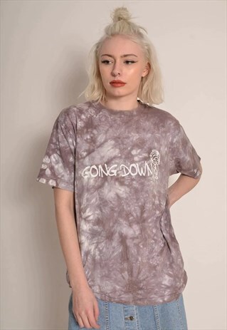 VINTAGE TIE DYE FESTIVAL BOHO HIPPY T SHIRT TOP PURPLE