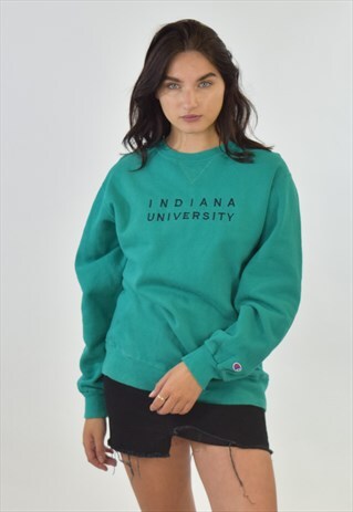 VINTAGE 90S TURQUOISE GREEN CHAMPION CREW NECK SWEATSHIRT