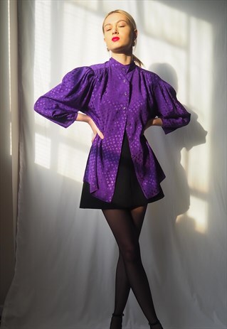 VINTAGE REVIVAL 1980'S PURPLE JACQUARD SHIRT