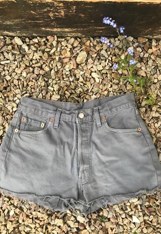 VINTAGE GREY 501 HIGH WAIST LEVI SHORTS