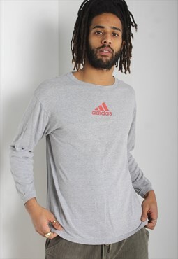 Vintage Adidas Mens Logo Sleeve T-Shirt - Grey 