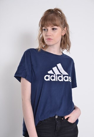 VINTAGE ADIDAS BIG LOGO T-SHIRT BLUE