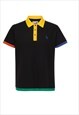 BOXY COTTON POLO SHIRT WITH MULTI COLOUR IN BLACK