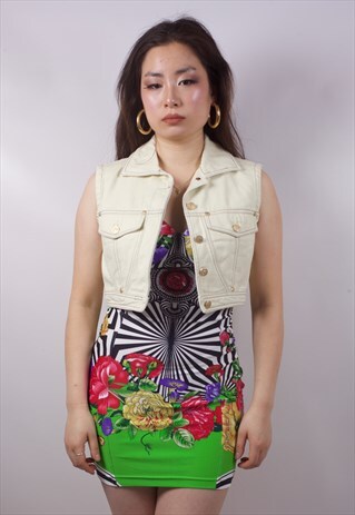GIANNI VERSACE CREAM DENIM WAISTCOAT