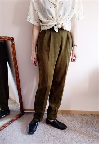 AUTUMN SCHOOL SMART ELEGANT PREPPY OLIVE BREECHES TROUSERS