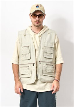 Vintage fishing utility vest cargo hunting jacket