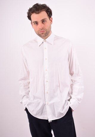 VALENTINO MENS VINTAGE SHIRT LARGE WHITE 90S
