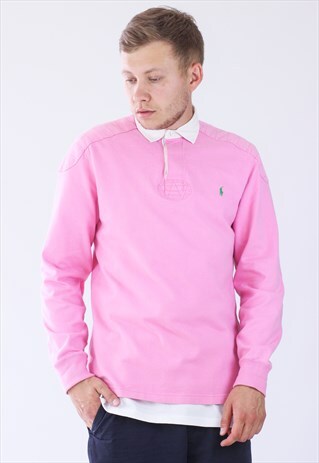 VINTAGE MENS RALPH LAUREN LONG SLEEVE POLO SHIRT RUGBY TOP