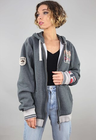 VINTAGE RETRO GREY NAPAPIJRI SWEATER HOODIE