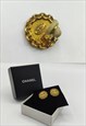 VINTAGE CHANEL CC LOGO EARRINGS, GOLDEN, WITH ORIGINAL BOX