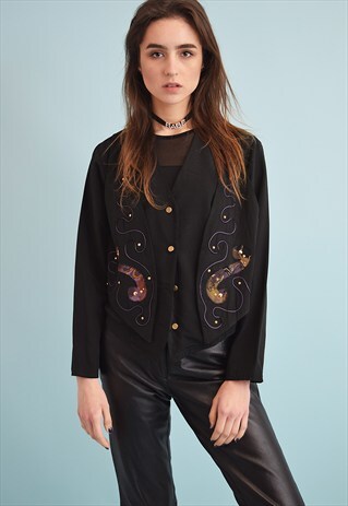 80'S RETRO EMBROIDERY OVERSIZED SHIRT BLOUSE TOP