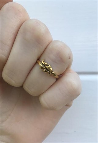 WOMENS BOHO GOLD COLOURED ELEPHANT MIDI RING