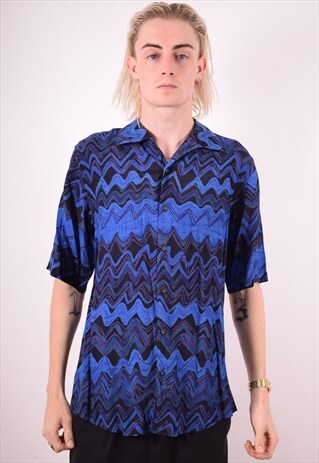 MENS VINTAGE SHIRT MEDIUM BLUE 90S