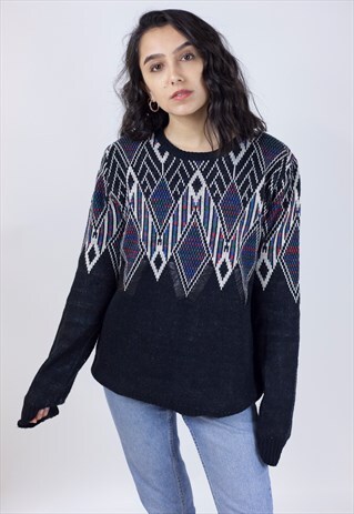 VINTAGE 90'S PATTERNED WOOLEN JUMPER