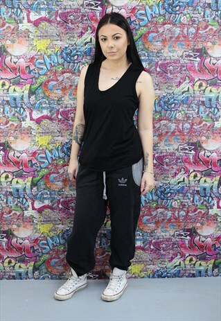 VINTAGE ADIDAS BLACK STRIPE TRACKSUIT BOTTOMS/ PANTS. SPORT