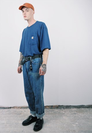 VINTAGE 90'S CARHARTT POCKET T-SHIRT BLUE