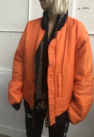 VINTAGE 90' OLDSCHOOL FLEC BLACK ORANGE DOUBLE SIDE JACKET