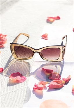 Transparent Brown Chunky Triangle Cat Eye Sunglasses