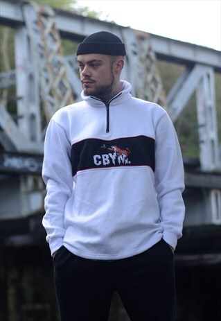 1/4 ZIP WILDLIFE ZIP UP HOODIE WITH FLEECE DETAILING