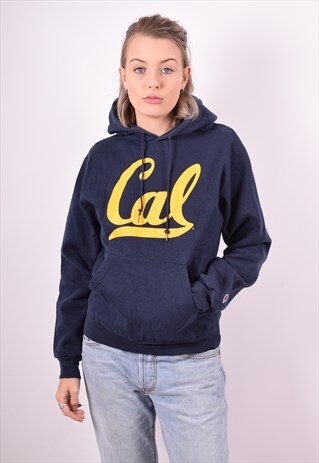 CHAMPION WOMENS VINTAGE HOODIE JUMPER SMALL BLUE 90'S