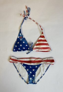 Y2K USA flag print bikini