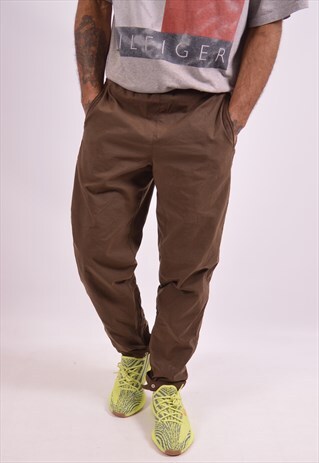 NIKE MENS VINTAGE TRACKSUIT TROUSERS SMALL BROWN 90S