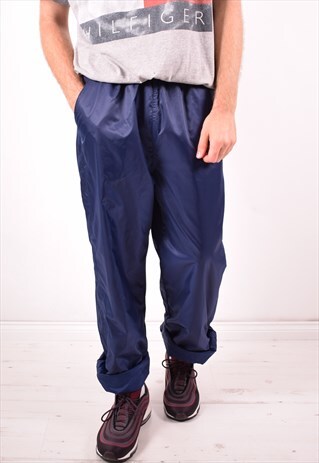 FILA MENS VINTAGE TRACKSUIT TROUSERS SMALL NAVY BLUE 90S