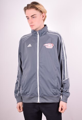 ADIDAS MENS VINTAGE TRACKSUIT TOP JACKET MEDIUM GREY 90S