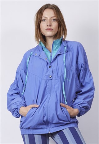 VINTAGE 80'S ADIDAS PURPLE/TURQUOISE SPORTS JACKET