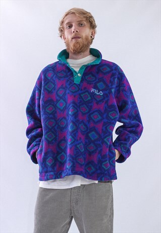 MENS FILA POLARTEC HALF ZIP PULLOVER FLEECE AZTEC JACKET