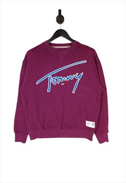 Men's Tommy Hilfiger Spell Out Sweatshirt Purple Size Medium