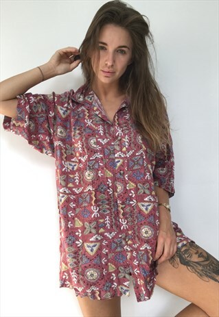 PATTERNED OVERSIZED RETRO VINTAGE UNISEX FESTIVAL SHIRT