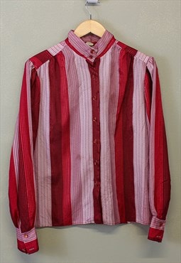 Vintage Stripe Shirt Red Pink Lightweight Long Sleeve 90s