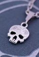 CRW SILVER SCRATCHED SKULL NECKLACE 