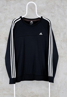 Adidas Black Sweatshirt Striped Pullover Men's Medium