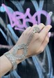 Silver Cuffed Cut Out Diamond Hand Harness